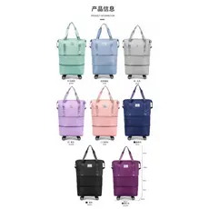 Bolsa de Viagem Dobrável com Rodinhas, Impermeável e Grande Capacidade Expandível