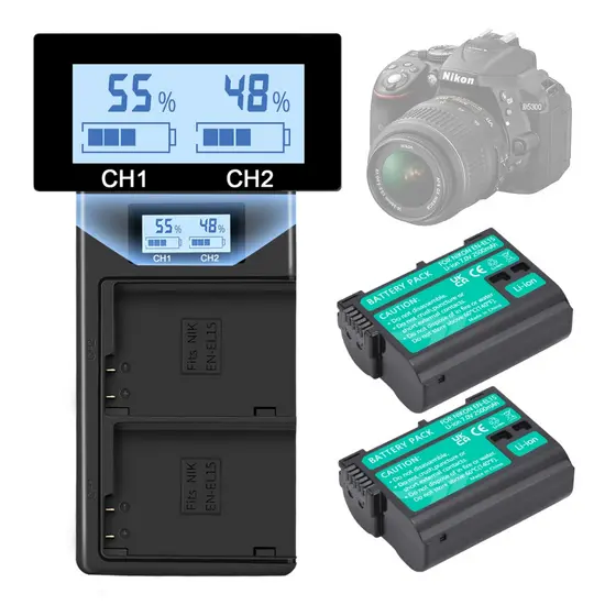 Carregador De Câmera En-el15 7.0V 2500mAh Bateria Decodificação Para Nikon Z7 MB-D18 MB-N14 D7000 D7100 D7500 D850 Z7