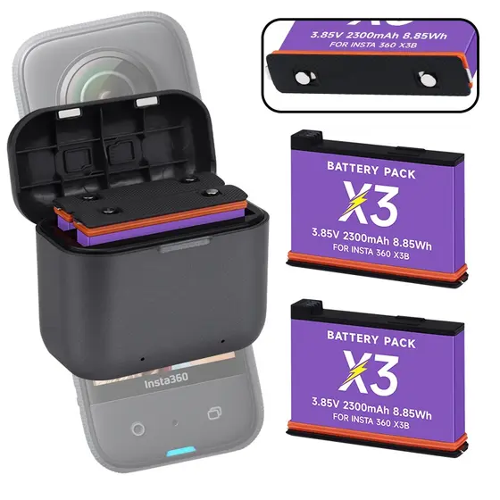 Carregador De Câmera Insta 360 3.85V 2300mAh 2 Baterias Decodificado Para Insta 360x3