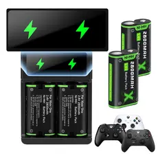 Kit Carregador de Bateria Compatível Controle Xbox One Series S/X 2 Baterias 2.4V 2800mAh Recarregáveis