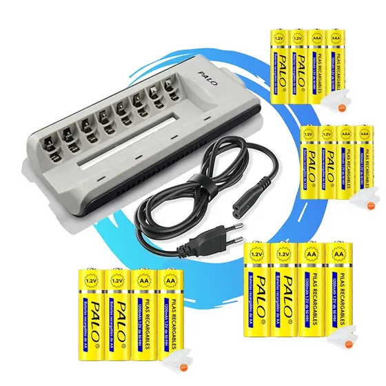 Carregador De Pilhas Recarregável AA/AAA 1.2V 1200mAh/700mAh De 16 Bateria 1200 vezes