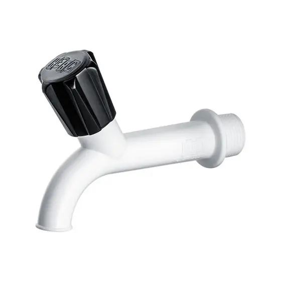 Torneira Tanque 1/2 Curta 10cm Branca Multiuso Jardim com Adaptador 3/4 Herc