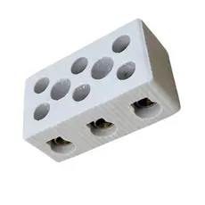 Conector Porcelana Chuveiro Tripolar 3 Polos 10mm/16mm Conector Elétrico Louça Cerâmica Emenda Cabos/Fios