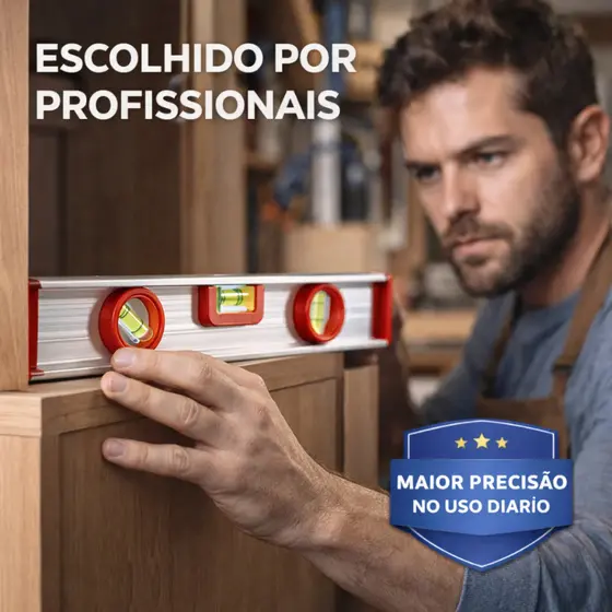 Nível de mão Bolha Alumínio Profissional 3 Bolhas