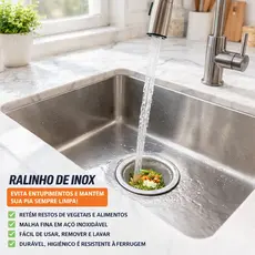 Ralo Cestinha Para Pia Aço Inox Original Ralinho Cozinha