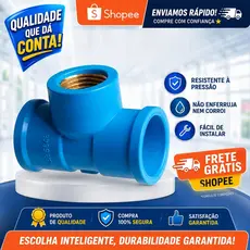Tê Soldável 25mm com Bucha de Latão 3/4"  NBR 5648  Conexão Hidráulica Azul /Alta Resistência /Encaixe Perfeito