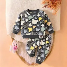 Conjunto em Fleece de Frio Blusa e Calça Infantil Menino e Menina Unissex Inverno Brilha No Escuro