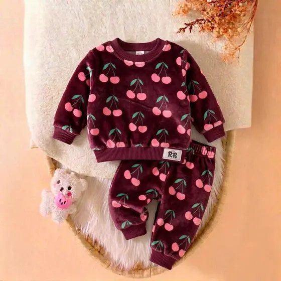 Conjunto em Fleece de Frio Blusa e Calça Infantil Menino e Menina Unissex Inverno