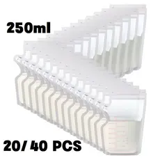 Kit 20/40/60/80 Sacos Coletor de Leite Materno 250ml Descartável com Escala de Medição Congelador