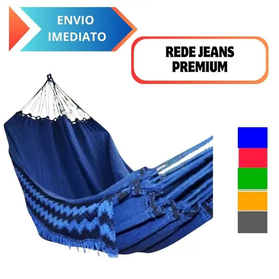 Rede De Dormir Jeans Casal/Solteiro Descanso Life Varias Cores Rede Descanso Reforçada Casal e Solteiro