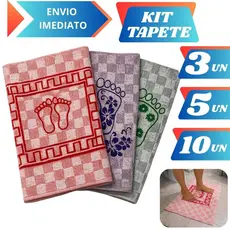 Kit 10 5 ou 3 Tapete Para Banheiro Toalha de Piso Atoalhado 100% Algodão Tapete Pezinho Estampado Premium