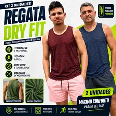 Kit 2 Regata Masculina DRYFIT Tecido Mesclado  Para Academia Corrida Treino Regata Esportiva Premium.