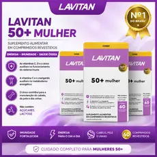 Lavitan Mulher 50+ 60 Comprimidos Vitaminas e Minerais Saúde Feminina Energia Ossos Cabelos Pele Saúde Energia
