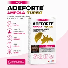 Adeforte Ampola Turbo Com Biotina Solução Oral Suplemento Alimentar Para Cabelos Pele e Unhas Original