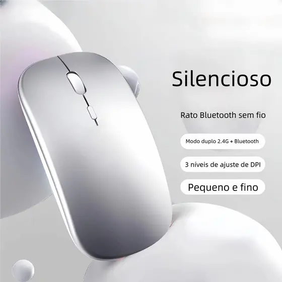 Mouse Sem Fio Home Office - Recarregável com Bateria Interna e LED RGB