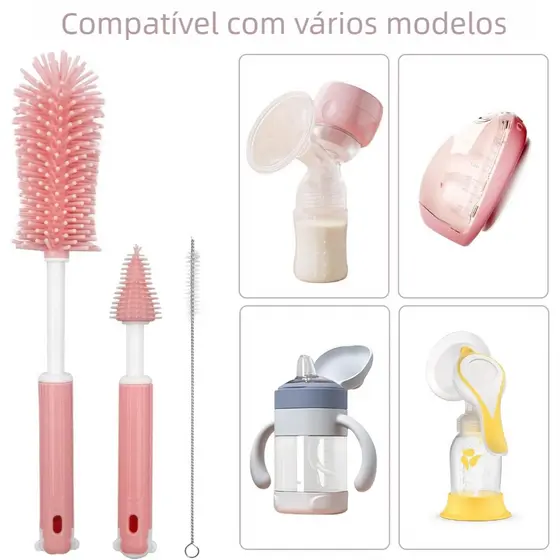Escova 360° Silicone Pequena - Kit Limpeza Mamadeira