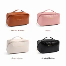 KIT 1/2 PCS Bolsa Necessaire Feminina para Maquiagem e Cosméticos Couro De Capacidade Portátil