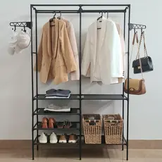 Guarda Roupa Arara Roupeiro Portátil Cabideiro Desmontável 2 Divisões