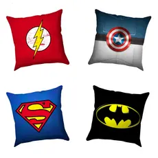 Kit 4 Almofadas MARVEL DC NARUTO MARVEL HOMEM ARANHA HEROIS - Cheias 30x30cm quarto menino