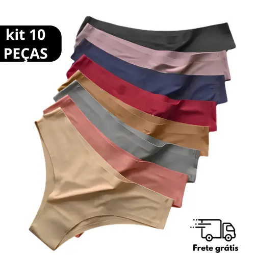 KIT 10 ou 5 Calcinhas Tanga Cós 4 Cm em Microfibra Sem Costura Tanga conforto Escolha a cor  Moda Íntima