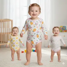 Kit 3 Peças Body Manga Longa Estampado Roupa de Bebê Enxoval RN ao G Menino Menina