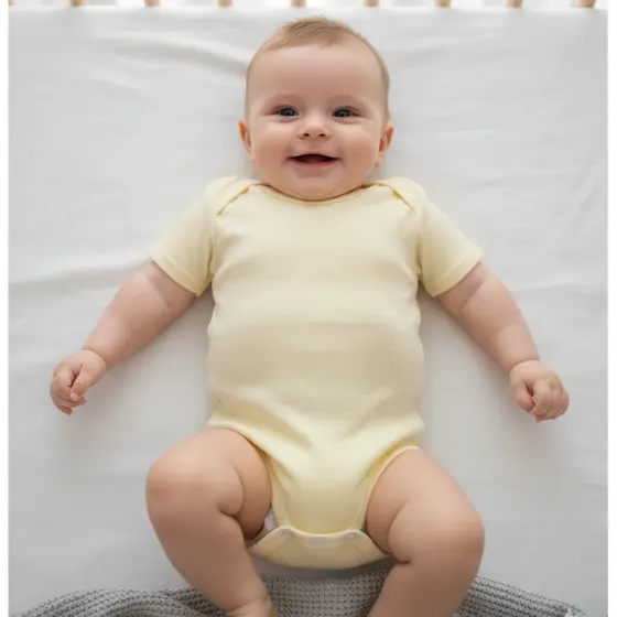 Body Bebê Manga Curta Canelado Algodão Macio Roupa Bebe  RN ao G Menino Menina Enxoval Básico