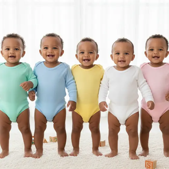 Kit 5 Body Bebê Manga Longa Canelado 100% Algodão Confortável RN ao G Menino Menina Enxoval Completo