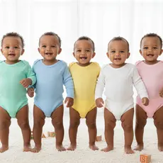 Kit 5 Body Bebê Manga Longa Canelado 100% Algodão Confortável RN ao G Menino Menina Enxoval Completo