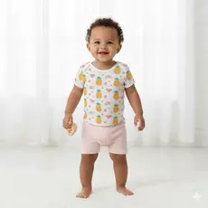 Kit Roupa de Bebê 6 Peças Body Manga Curta Estampado com Shorts Canelado Enxoval RN ao G