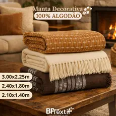Manta para Sofá Gigante Decorativa Premium Algodão Protetora Vários Tamanhos