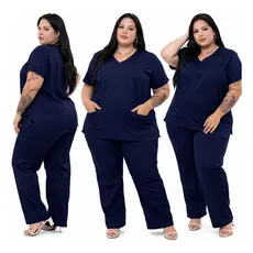 Pijama Cirúrgico Feminino Plus Size Scrub Luxo G1 ao G5 Tecido Gabardine Premium Não Amassa