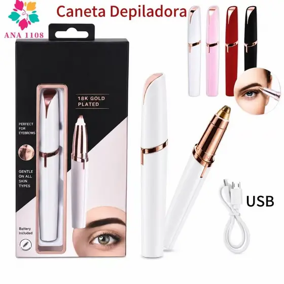 ANA 1108 1/2 PCS Caneta Depiladora Para Sobrancelhas,Nariz, Buçu, Elétrica Recarregável USB