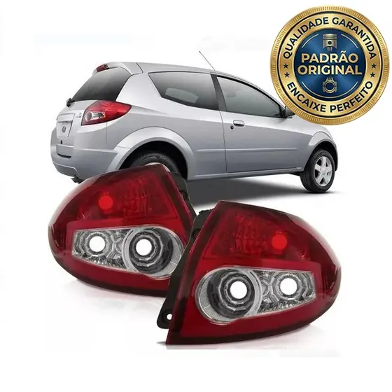 Par Lanterna Traseira Ford Ka 2008 2009 2010 2011 2012 2013 2014 Padrão Original em Acrílico Premium