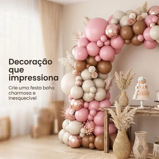Kit Balões Luxo Rosa Claro e Champagne 108pcs LL-1588 Decoração Versátil para Festas Temáticas e Celebrações Especiais