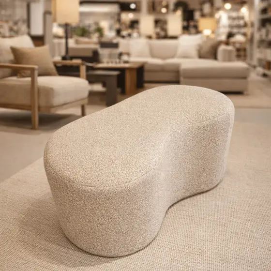 Puff Orgânico Sofa Boucle Para Quarto Loja Closet Estudio Penteadeira
