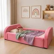 Cama Infantil Baby Estofada Montessoriana Menina Menino Espuma D23 Veludo Macia Anti Impacto Segura Chiqueirinho Móvel