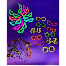 Kit 50 Itens Neon Balada 20 Tiara 20 Oculos + 10 Mascara Aniversario Casamento