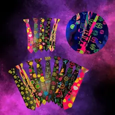 Kit 50 Gravatas Estampadas Neon 10,20,30,40,50un Balada Festa Aniversario Casamento
