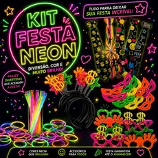 Kit Balada 80 peças Festa Neon, Casamento, Aniversario, Adereços, Divertidos, Coloridos