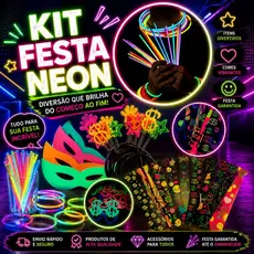 Kit 140 Itens Adereços Festas Balada Neon Casamentos Coloridos Fluorescente Brilham Na Luz Negra Divertidos