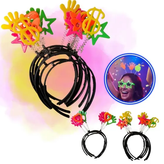 Kit 50,40,30,20,10unidades de Tiaras Neon Flourescente Festa Balada