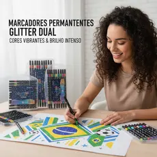 Copa do Mundo Marcador metálico 96/120 caneta de glitter de cabeça dupla marcador de cabeça dupla brilhante
