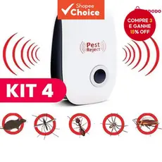 Kit 3 Repelente de mosquitos eletrônico ultrassônico para controle de pragas internas e exterminação de roedores.