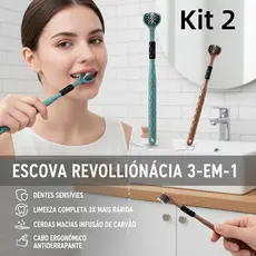Kit2 Escova De Dentes De Três Lados De 360 Graus  Macaron Adulto  Cerdas Macias Cabeças Duras  Saburra De Língua Cuidado