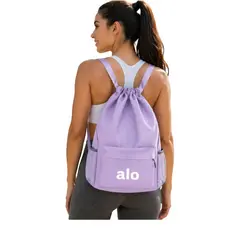 Mochila Saco Feminina Academia Yoga Fitness Impermeável Leve Bolsa Esportiva com Zíper e Bolsos Laterais