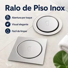 Ralo Click Inteligente 10x10cm Cromado Inox Banheiro Veda Cheiro