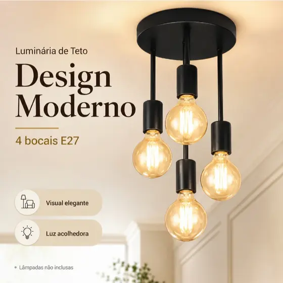 Luminárias Pendentes Modernas Preta para Sala Jantar Teto Decoração Casa Lustre Led