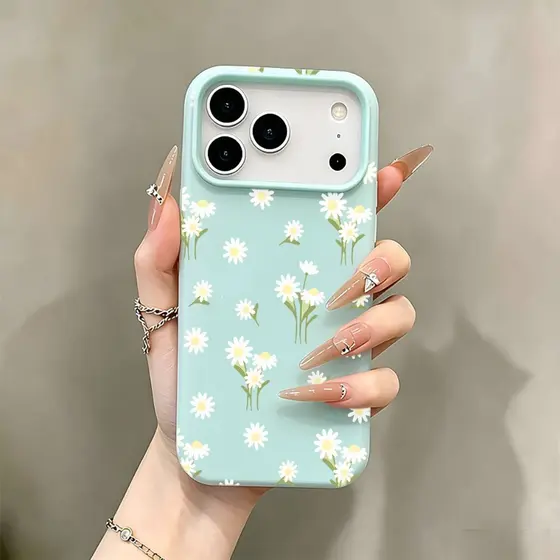 Flor De Margarida 2 Em 1 Capa Capinha Silicone Para IPhone 13 11 12 14 15 16 17 16e Normal Pro Max Air Macarons Caso