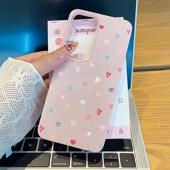 Corações Coloridos Capinha Capa Para Samsung Galaxy A03A05A15A16A17A32A34A36 A56 S20 S21 S23 S34 S25 S26 FE ULTRA Glitte