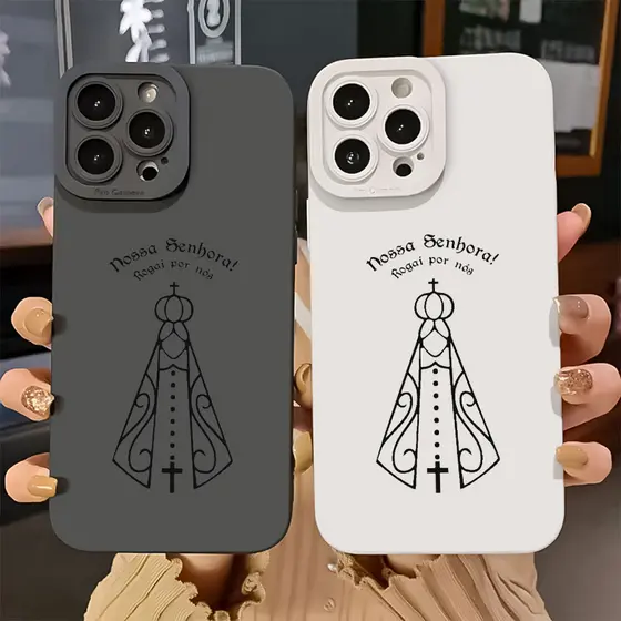 Capinha Capa De Silicone Anti-impacto Nossa Senhora Maria Para IPhone 7 8 X Xs XR 11 12 13 14 15 16 17 Air Plus Pro Max